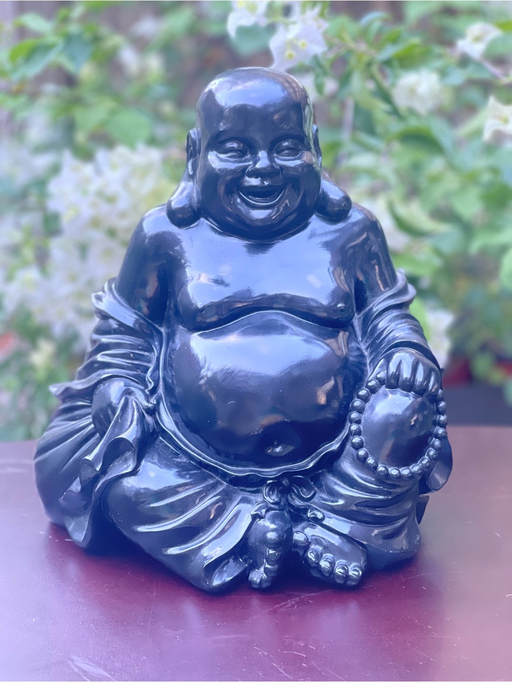 Black Laughing Buddha Figurine - Decorative Home Art